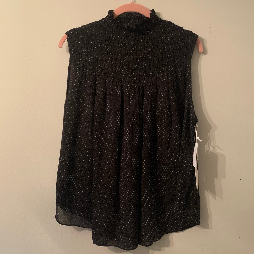 Frame Black and White Polka Dot Smocked Tank